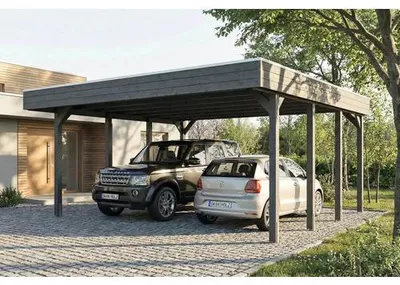 Produktbild von Doppelcarport SKAN HOLZ Friesland inkl. Pfostenanker, EPDM Folie 546 x 555 cm schiefergrau