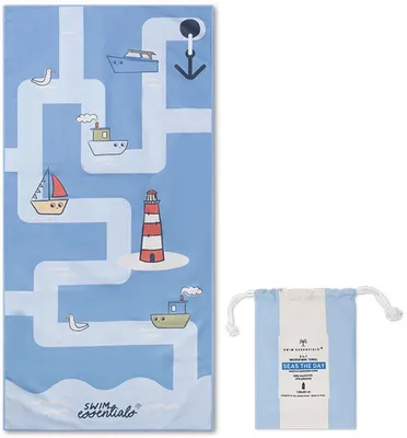 Zdjęcie produktu dla Ręcznik plażowy Swim Essentials z mikrofibry - niebieski - Seas The Day - 135 x 65 cm