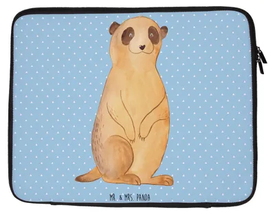 Produktbild von Mr. & Mrs. Panda Laptop Tasche Erdmännchen 33 x 42 cm - Blau Pastell - Geschenk, Laptoptasche, Reisen, Afrika, Hülle, Spruch, Case, Roadtrip, Traveling, Laptophülle