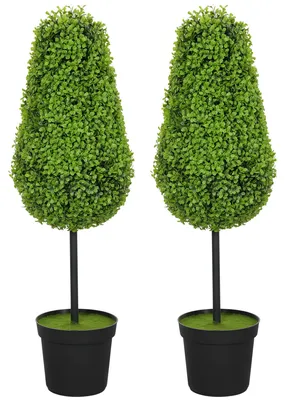 Produktbild von Künstliche Buchsbaum Pflanze 90cm 2er Set Tränenform HOMCOM Deko Kunstpflanze