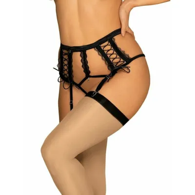 Produktbild von Bravelle Strapsgürtel und Tanga mit offenem Schritt in 1 - Schwarz S/M