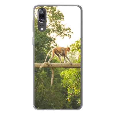 Produktbild von MuchoWow® Handyhülle Schutzhülle Hülle für Huawei P20 Affen laufen auf Ast Silikon Softcase Handy Hülle - Hardcover