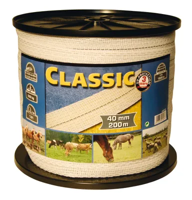 Produktbild von Kerbl Classic Weidezaunband, 40mm weiß, 9x0,20+4x0,30Niro, 200m