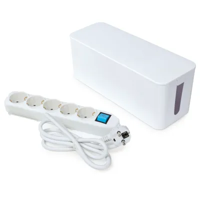 Zdjęcie produktu dla Gniazdo 5-gniazdkowe z organizerem kabli - kabel 1,5 m - białe - Schuko