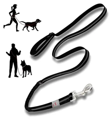 Produktbild von Joggingleine für Hunde mit Stoßdämpfer – Freihandleine 180 cm verstellbar, reflektierend, gepolstert, robust, wasserdicht – Für mittelgroße und große Hunde – Joggen, Wandern (schwarz, L (2,5))