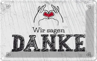 Produktbild von vianmo Blechschild 12x18 cm wir sagen danke Herz Spruch Zitat