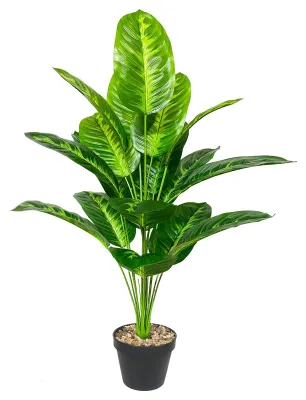 Image de Plantes d'intérieur artificielles, plastique, plantes tropicales artificielles, feuilles vertes avec tiges et pots, plante d'intérieur, plantes artificielles pour la maison, plante de bureau, décoration (80 cm, fleur de l'oiseau de paradis tropicale)
