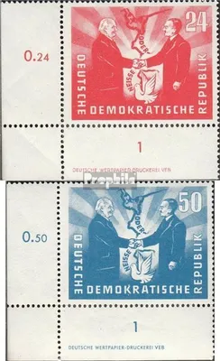 Produktbild von Briefmarken DDR 1951 Mi 284DZ-285DZ mit Druckereizeichen (kompl.Ausg.) postfrisch Deutsch-polnische Freundschaft