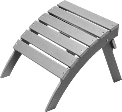 A gray Adirondack footstool on a white background.