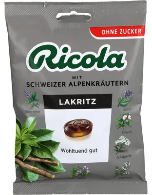 Image de Ricola Réglisse sans sucre, 75 g de bonbons