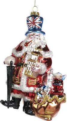 Produktbild von Goodwill Weihnachtskugel-Weihnachtsmann mit Geschenken Rot-Blau 17,5 cm