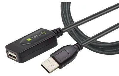 Produktbild von Techly IUSB-REP20TY USB Kabel USB 2.0 5 m USB A 0,48 Gbit/s Schwarz