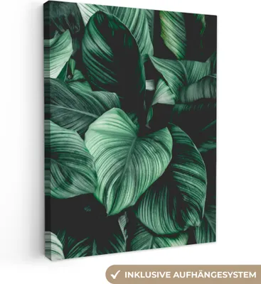 Produktbild von MuchoWow® - Leinwandbilder - Dschungel - Blätter - Tropisch - Pflanzen - Natur, Wandbild, Wanddeko Bilder Wohnzimmer, 90x120 cm