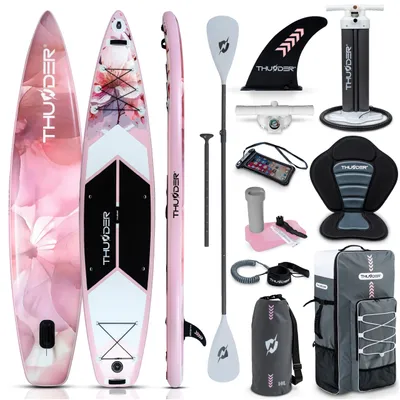 Produktbild von THUNDER® | ROSEA 365 | Aufblasbares SUP-Board | 365 cm | 2-in-1 Kajakfunktion | Komplettset mit Rucksack | 15 PSI | Max. Benutzergewicht 150 kg