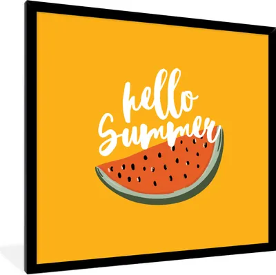 Produktbild von MuchoWow® Gerahmtes Poster Sommer - Wassermelone - Gelb 40x40 cm - Poster mit Schwarzem Bilderrahmen Wandposter Rahmen Foto Bilder - Mit Rahmen - Wanddekoration Schlafzimmer