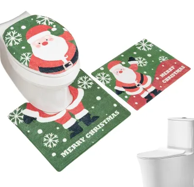 Immagine prodotto di Set di tappetini da bagno natalizi con tappetini antiscivolo e copriwater