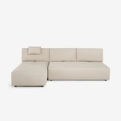 Produktbild von Modulares beiges 3-Sitzer-Ecksofa mit modularem Liegestuhl Mozy
