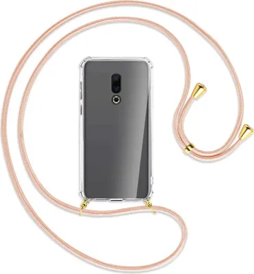 Produktbild von Handykette Backcover-Schutzhülle mit Band (Metall goldfarben) für Meizu 16 (M882Q) - rose peach