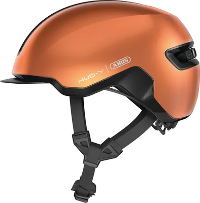 Immagine prodotto di Casco da bici ABUS HUD-Y - con luce posteriore a LED magnetica e ricaricabile e chiusura magnetica - Elegante casco urbano per l'uso quotidiano - per uomo e donna - Arancione, taglia M (54-58 cm)