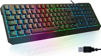 Obrázek produktu pro KLIM Chroma Gaming Keyboard, QWERTZ, s kabelem, voděodolná, ergonomická, RGB