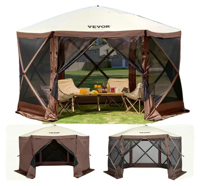 Image de VEVOR Tente de jardin Pavillon pliable Tente de réception Popup Tente 8 personnes 3,81x3,81x2,28m