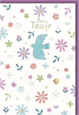 Produktbild von Taufe - Glückwunschkarte im Format 11,5 x 17 cm mit Umschlag - blaue T