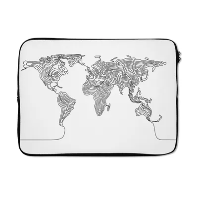 Produktbild von MuchoWow® Laptop Hülle 13 Zoll Weltkarte - Schwarz - Weiß - Linie Laptoptasche - Laptophülle - Sleeve - Rundumschutz
