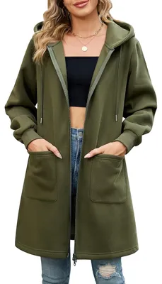 Produktbild von Damen Fleecejacke mit Kapuze - Elegant und Funktional für Frühling und Herbst