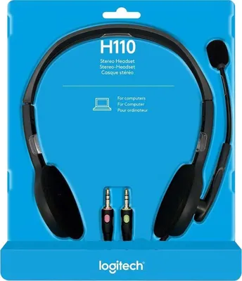 Produktbild von Logitech LGT-H110, Kabelgebunden, Büro/Callcenter, 20 - 20000 Hz, 74 g, Kopfhörer, Grau, Dunkles Grau