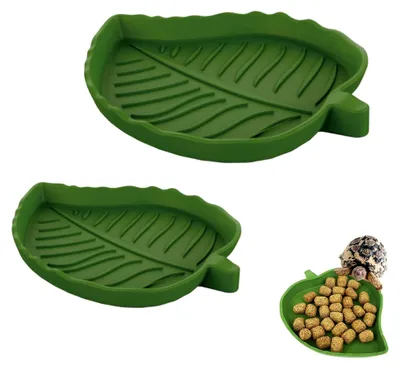 Produktbild von 2 Stück Futter- und Wassernapf-Teller für Reptilien, Blatt-Futternäpfe für Schildkröten und andere Krabbeltierarten