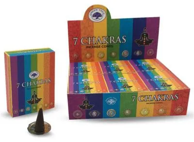 Productafbeelding van Green Tree Kegelwierook 7 Chakra (10 stuks)