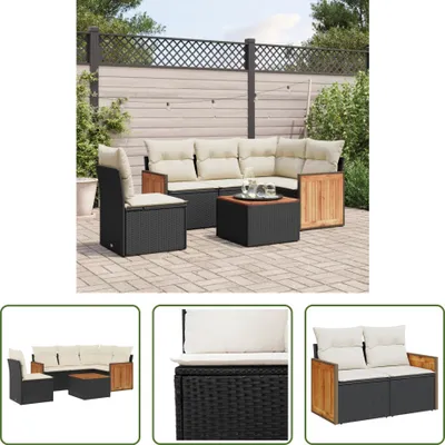 Produktbild von The Living Store 6-tlg. Garten-Sofagarnitur mit Kissen Schwarz Poly Rattan