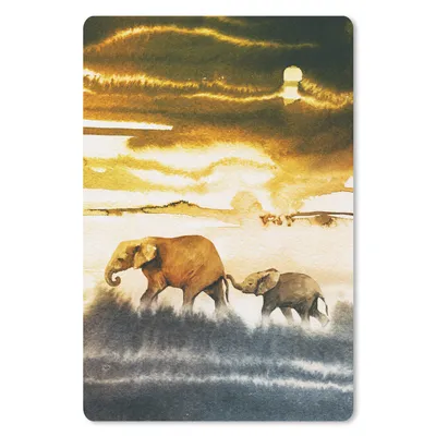 Produktbild von MuchoWow® Mauspad Mousepad Elefant - Schwanz - Gelb - Blau 18x27 cm - Mousepads - Maus Mat - Pad - Mausunterlage