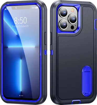 Immagine prodotto di Custodia per iPhone 13 Pro Hybrid a tre strati robusta antiurto protettiva con supporto Blu scuro
