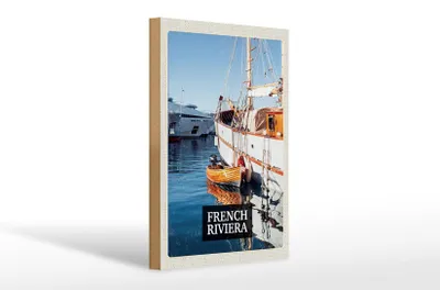 Produktbild von Holzschild Reise 20x30cm French Riviera Urlaubsort Retro