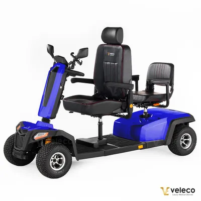 Image de Veleco Sharpy TWIN - scooter électrique pour 2 personnes - siège capitaine pivotant - moteur électrique 1400 watts - grandes roues (bleu)
