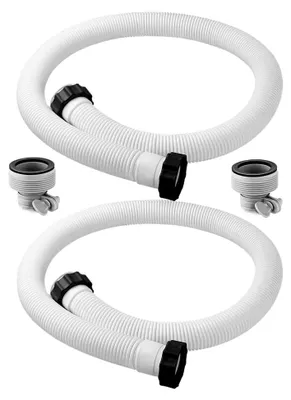 Produktbild von PVC Schlauch für Poolfilter, 2 Stück, Ersatzschlauch für Schwimmbäder, mit 2 Adaptern, 150 x 5,7 cm, geeignet für Sanitär-Systeme, Entwässerungssysteme, Salzwasser, eingelassene Pools
