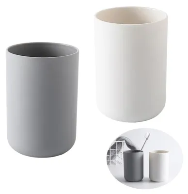 Produktbild von Zahnputzbecher 2er Set 300ML Kunststoff Grau Weiß