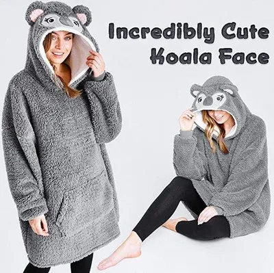 Productafbeelding van mantel-trui / oversized, draagbare deken-hoodie voor dames en heren / hoodie