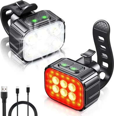 Immagine prodotto di Set di luci per bicicletta CIRYCASE, luci LED ricaricabili tramite USB e impermeabili (IP65)