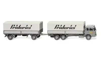 Zdjęcie produktu dla Wiking ciężarówka z naczepą płaską (Hanomag Henschel) "Friderici", model ciężarówki dostawczej, wstępnie zmontowany, 1:87, ciężarówka z naczepą płaską (Hanomag Henschel), unisex, "Friderici"