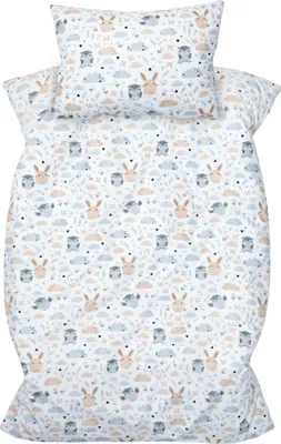 Produktbild von Amilian Kinderbettwäsche 2-teilig – 100×135 & 40×60 cm – 100 % Baumwolle, Hotelverschluss – für Babybett, Kleinkinderbett & Gitterbett