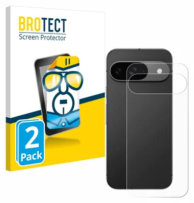 Product packaging for a 2-pack screen protector, with a graphic of a stylized phone character and the product itself shown on the right.
