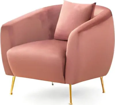 Image de Designer Rosa Sessel Edelstahlfüße Wohnzimmer Lehnsessel Polster Möbel
