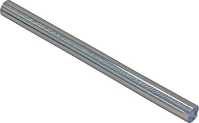 A silver metal spring is shown against a white background.