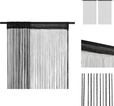 Obrázek produktu pro vidaXL Provázkové záclony 2 ks 140 x 250 cm černé - Záclony a závěsy