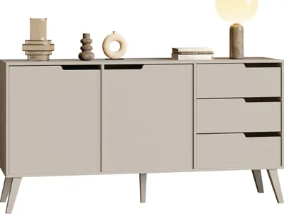 Produktbild von MIRJAN24 Sideboard Nordelo 2D3S, Stilvoll Wohnzimmer, Sideboard mit zwei Drehtüren und drei Schubladen (Farbe: Cashmere)