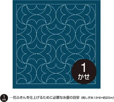 Obrázok produktu pre Olympus Sashiko Sampler (len látka) "Hana Fukin (Navy) Hanmaru-Tsunagi", potlačená látka, 33x33cm, originál z Japonska