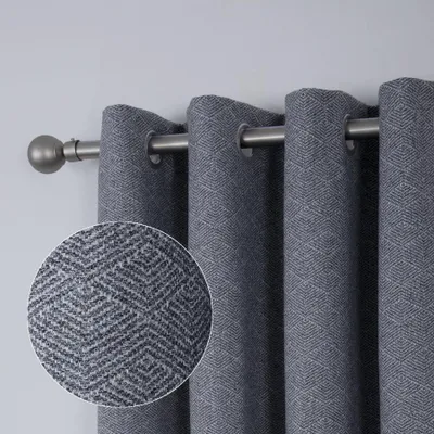 Halbverdunkelnde Ösenvorhänge, Wollimitat, 137x213 cm, grau, 2er-Set