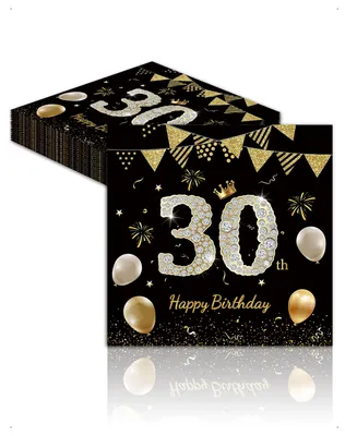 40 Servietten 30. Geburtstag Schwarz Gold 33x33 cm